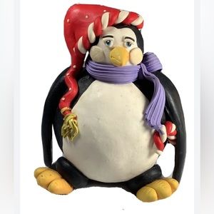 Penguin With Scarve Clay Art Looks Like A Jim Shore
